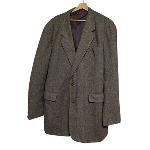 Vintage Jorache Brown 100% Wool Blazer Jacket Windowpane Mens Size 50 XL / 50XL